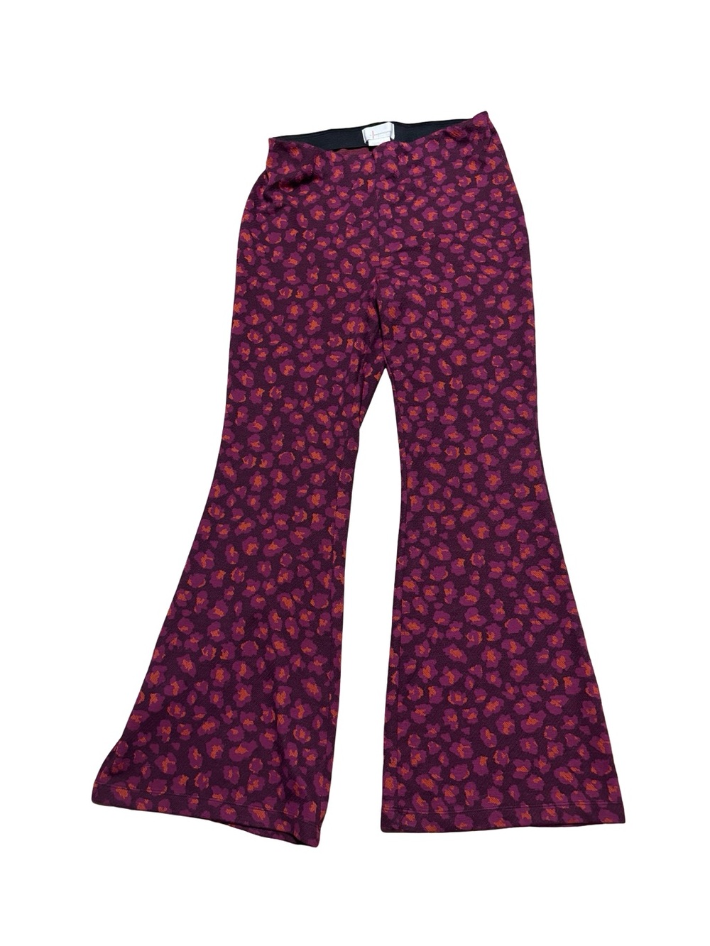 by Anthropologie Burgundy Floral Flare 70’s Retro Pants Size Medium